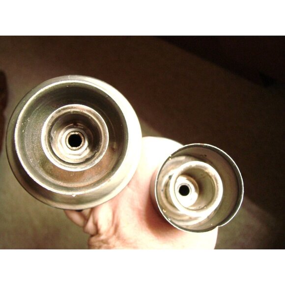 Set 2 Wooden Metal Candle Holders w/ Thousand Eye Hobnail Votives Amber Vintage - Picture 10 of 12